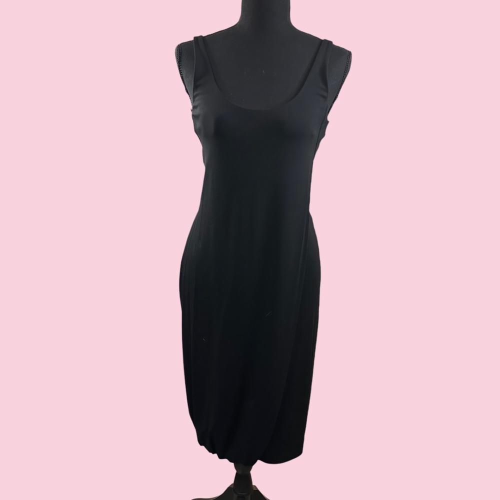 Narciso Rodriguez Black Sheath Midi Dress Sleeveless Scoop Neck